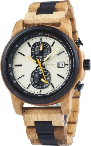 Tasmania sufficiency spring shy BIRD Wooden Watch for Men Women Ultra-Light 50g Luminous Hands Chronograph Date Casual Business Gift BOBO 
