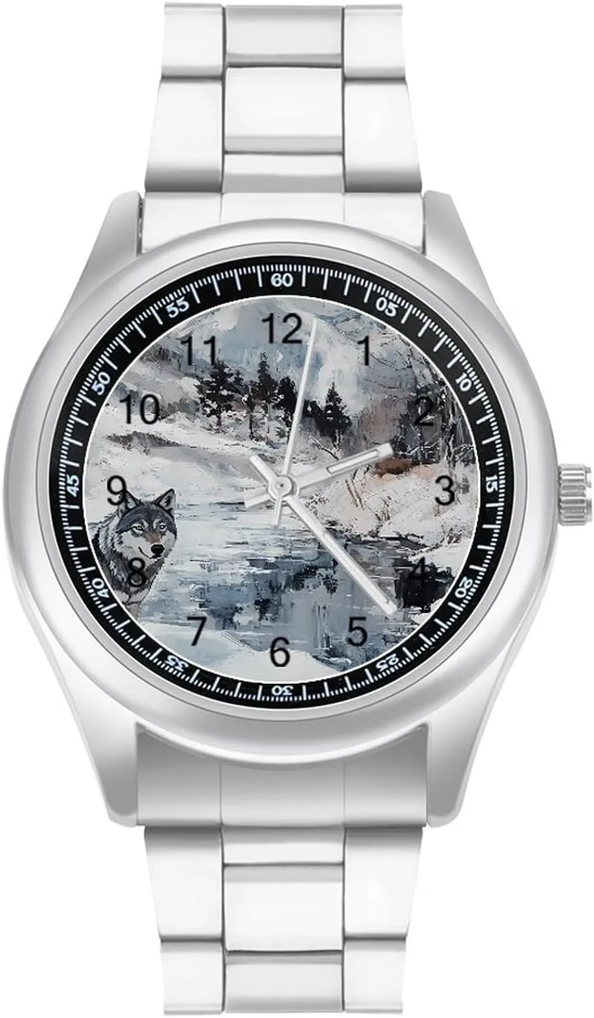 The Stream Casual Wrist Watches for Men Classic Business Dress Russia Maine awful aqueduct Watch Big Face for Work Gym Wolf Wolves by 