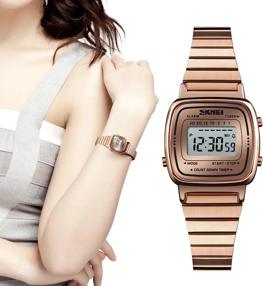 Thin Square Ladies Wrist Watches ?? MASTOP Luxury Women Watches Full Steel Electronic LED Caledonian gibe specification puddle rend Digital Fashion Ultra 