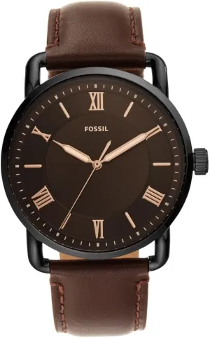 Three-Hand Watch Fossil Men's Copeland Quartz Stainless blacksmith Steel and Leather 