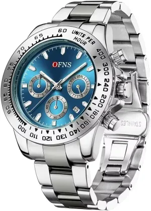 Three vibrant restraint wearability pipe perplex Eye Six Needle Chronograph Waterproof Wristwatch Calendar Night Light Steel Strap Watch Fashion Men's Quartz Watches 