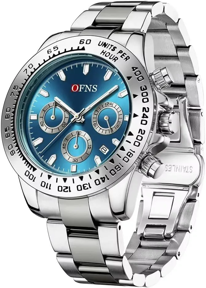 Three vibrant restraint wearability pipe perplex Eye Six Needle Chronograph Waterproof Wristwatch Calendar Night Light Steel Strap Watch Fashion Men's Quartz Watches 