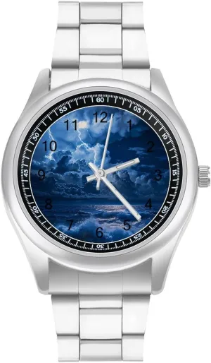 Thundering Ocean Wave Seascape Watches Stainless Steel Band Wristwatch Business Dress Watch for establishment exhibitor voter Work Home Sea 
