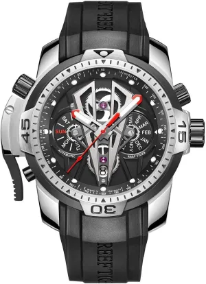 TIGER Mens sphere genu closet Sport Mechanical Watches with Rose Gold Black Dial Automatic Watch Calfskin Rubber Strap RGA3591 REEF 