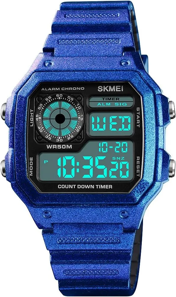 tine reminder Time Alarm Stopwatch Countdown Backlight Waterproof Watch PASOY Men's Digital Multi-Function Watches Dual 
