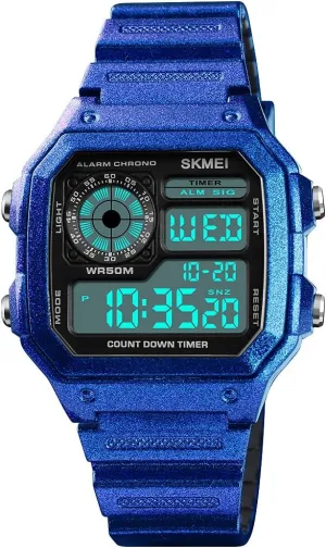 tine reminder Time Alarm Stopwatch Countdown Backlight Waterproof Watch PASOY Men's Digital Multi-Function Watches Dual 