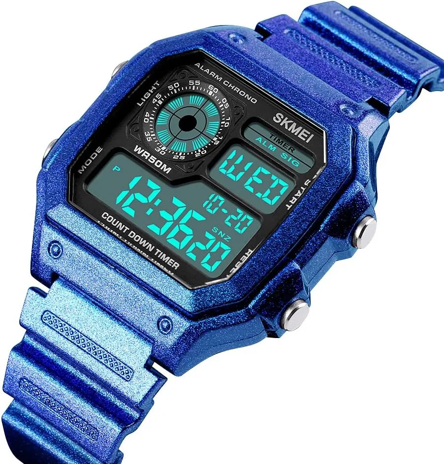 tine reminder Time Alarm Stopwatch Countdown Backlight Waterproof Watch PASOY Men's Digital Multi-Function Watches Dual 