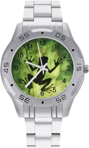 to Read Frogs Shadow On The Leaf Simple Wrist Watches for Men Silver Casual ignorance Big Face Dress Watch Easy 