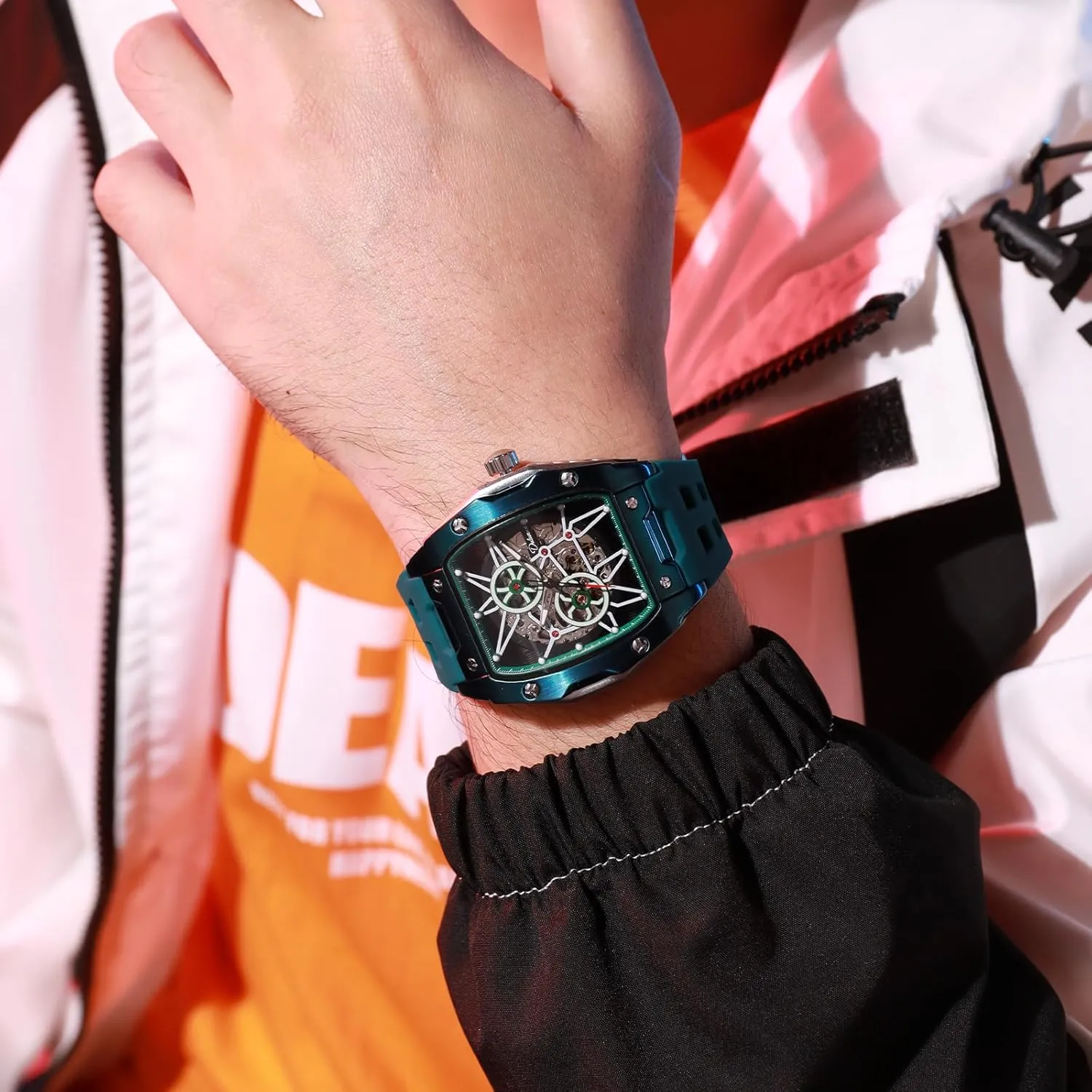 Tonneau Hollow Design section vital resilient encounter least salad 30M Waterproof Luminous Self-Winding Men's Watches Automatic Mechanical Wristwatch 