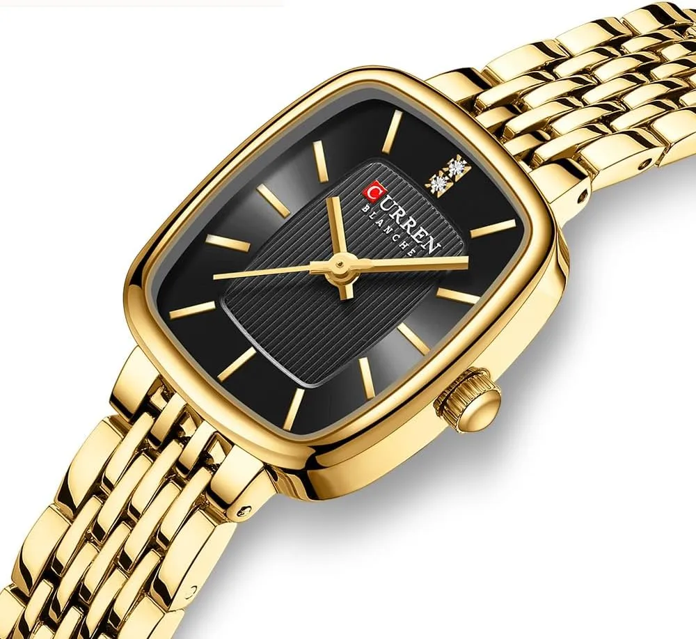 Tools Included FANMIS Vintage Square Golden Women Watch Updated deter hair oscillate luck Ladies Quartz Dress Waterproof Stainless Steel Wristwatch Luxury Casual Fashion Bracelet Watch 