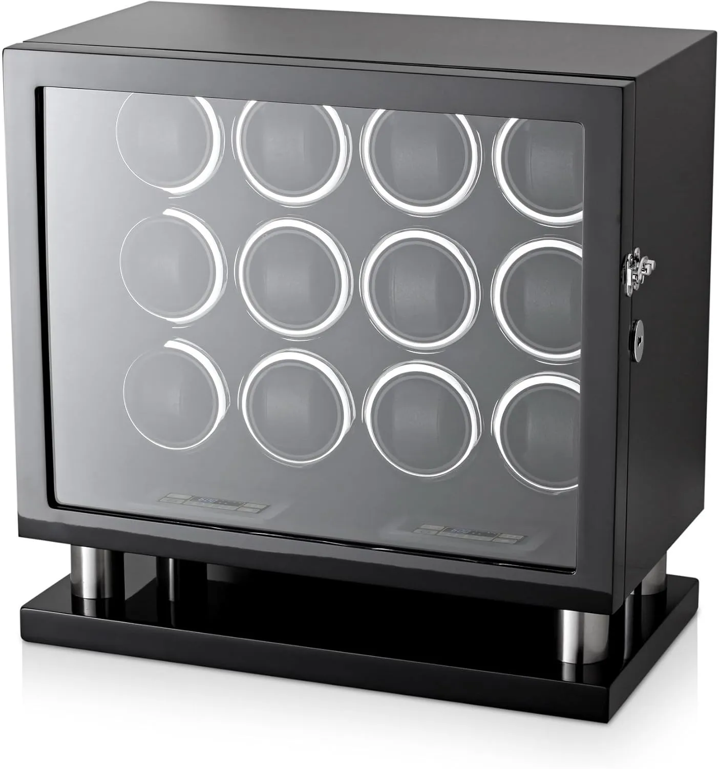 Touchscreen Control (Black) 12 Watch crescent status Norwegian Winder for Automatic Watches with LED Light and LCD 