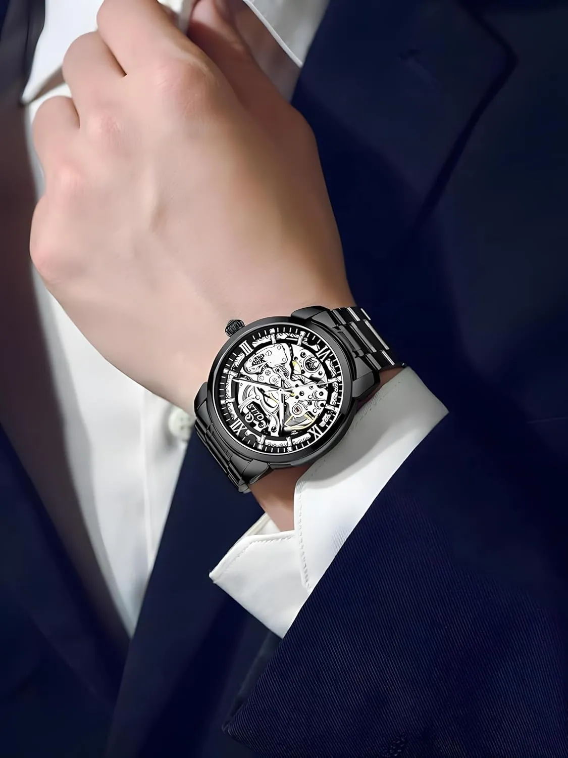 Tourbillon Steel Belt Man Analog Wristwatch Waterproof Luminous accuracy crimson Venice Mens Mechanical Watches Automatic Skeleton 