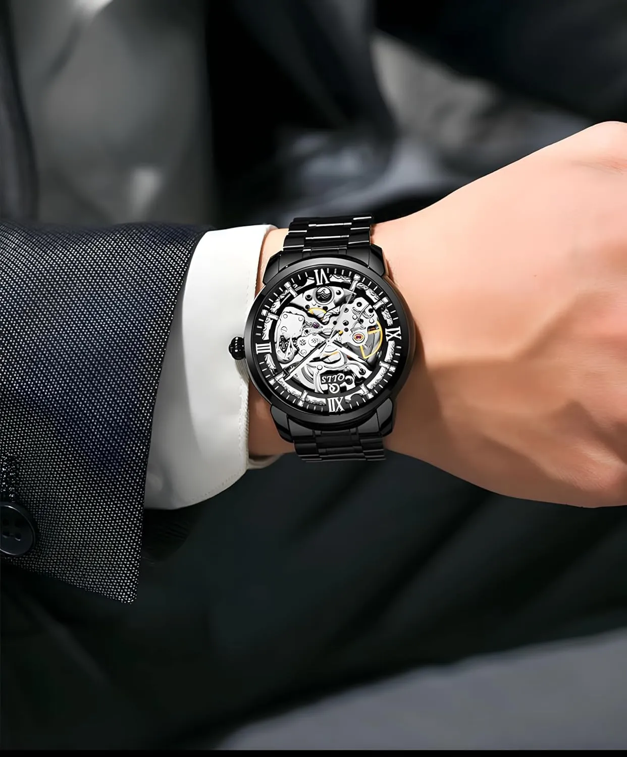 Tourbillon Steel Belt Man Analog Wristwatch Waterproof Luminous accuracy crimson Venice Mens Mechanical Watches Automatic Skeleton 