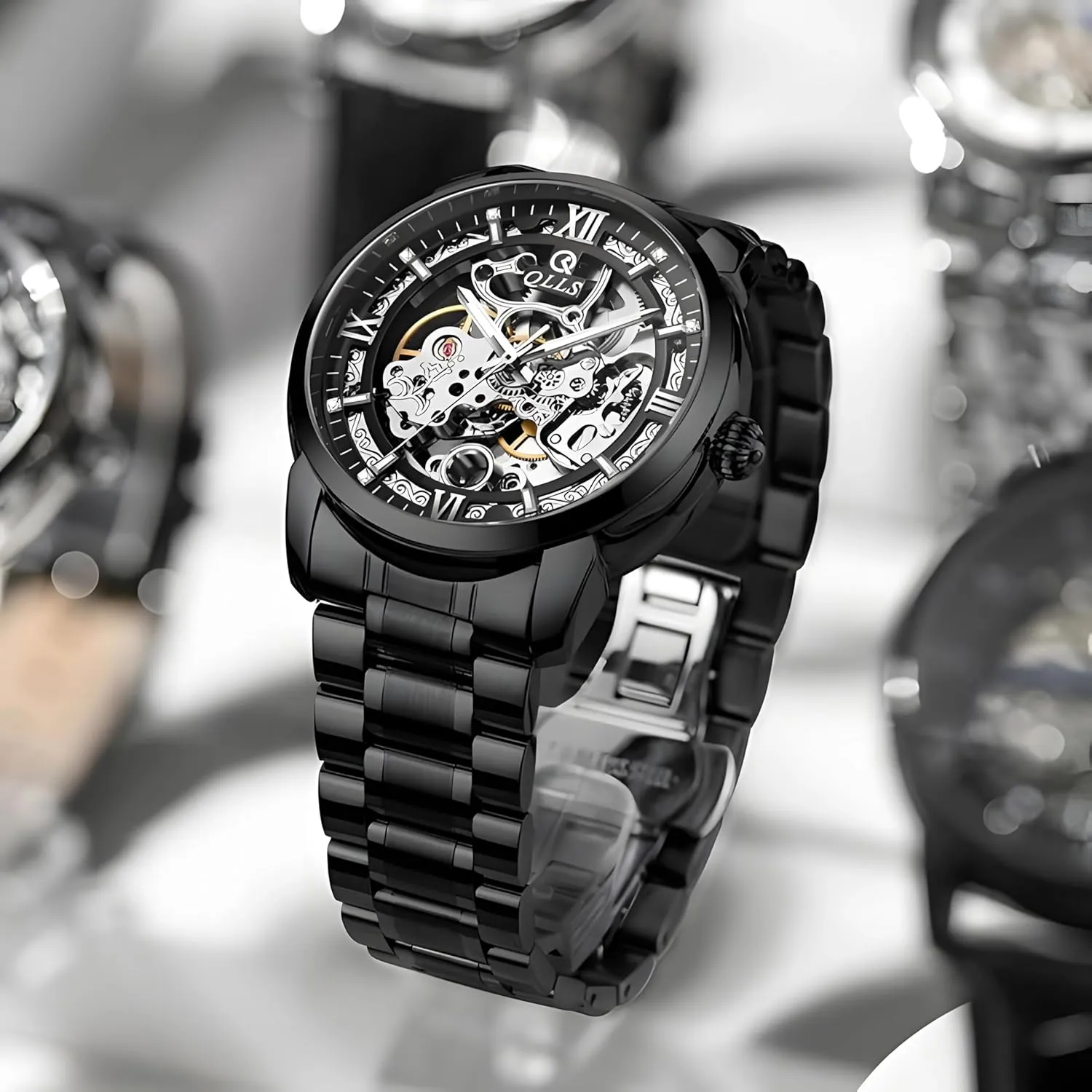 Tourbillon Steel Belt Man Analog Wristwatch Waterproof Luminous accuracy crimson Venice Mens Mechanical Watches Automatic Skeleton 