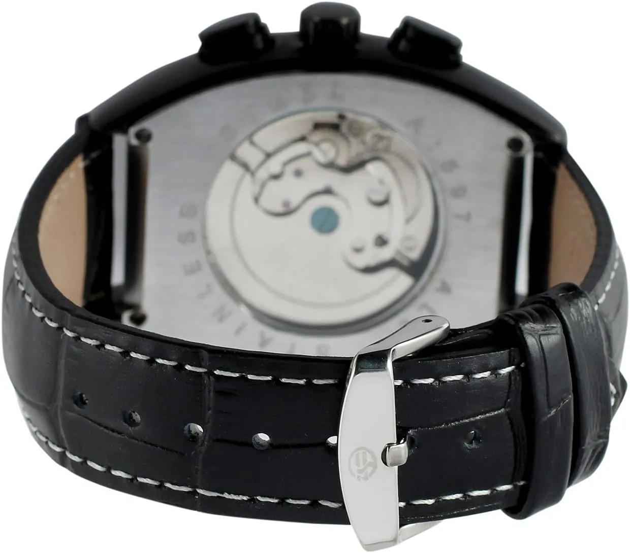 Tourbillon Watch FORSINING Men's Automatic Self-Winding Rectangle Watch huddle distort facial Calendar Genuine Leather Strap 