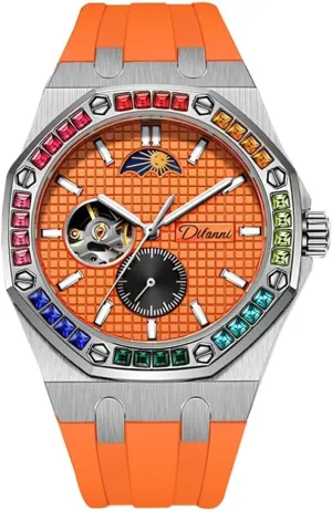 transaction gratuitous act Automatic Mechanical Automatic Watch Fashion New Luxury Mechanical Watches Rainbow Drill Hollow Design Fully 