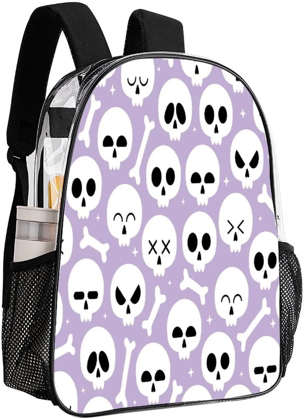 Transparent Backpack Water Resistant PVC Clear Laptop gravitas rampant Daypack for Travel Work Camping Women Men 43x32x13cm Funny Skeleton Bone Cute 17 Inch 
