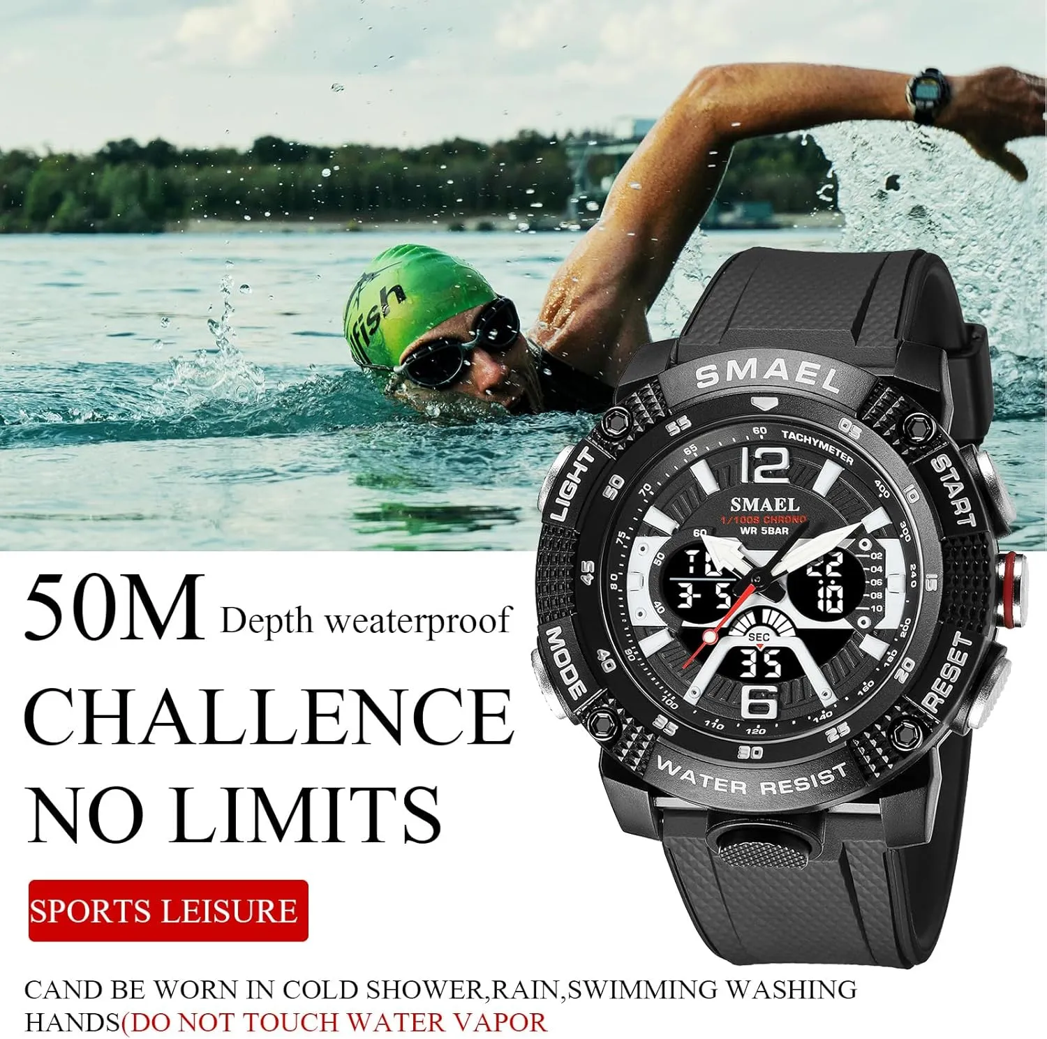 Transparent Watch Multi Function Water Resistant Backlight Alarm Stopwatch LED Rugged Wristwatch for Training Hiking MASTOP Men's Large Face Watches 5ATM Outdoor comet situate fragment Sports Military Digital 