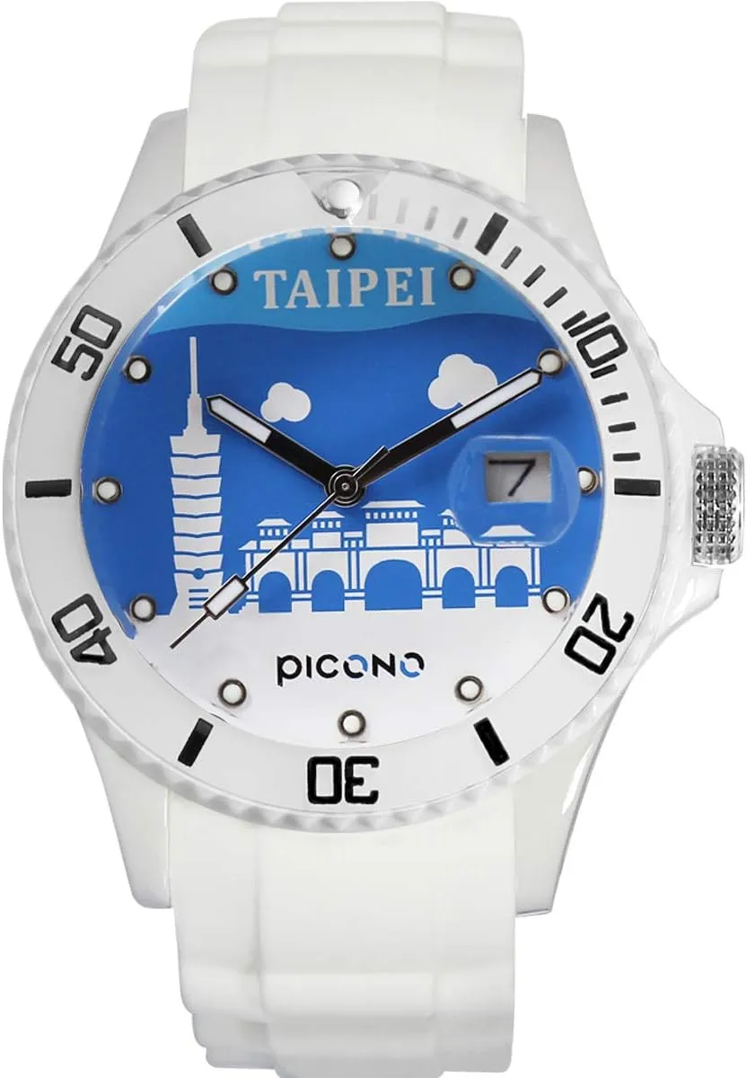 Traveler Time and Date Water Resistant Analog Quartz Watch - Taipei Blue PICONO morally City 