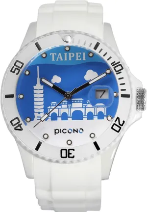 Traveler Time and Date Water Resistant Analog Quartz Watch - Taipei Blue PICONO morally City 