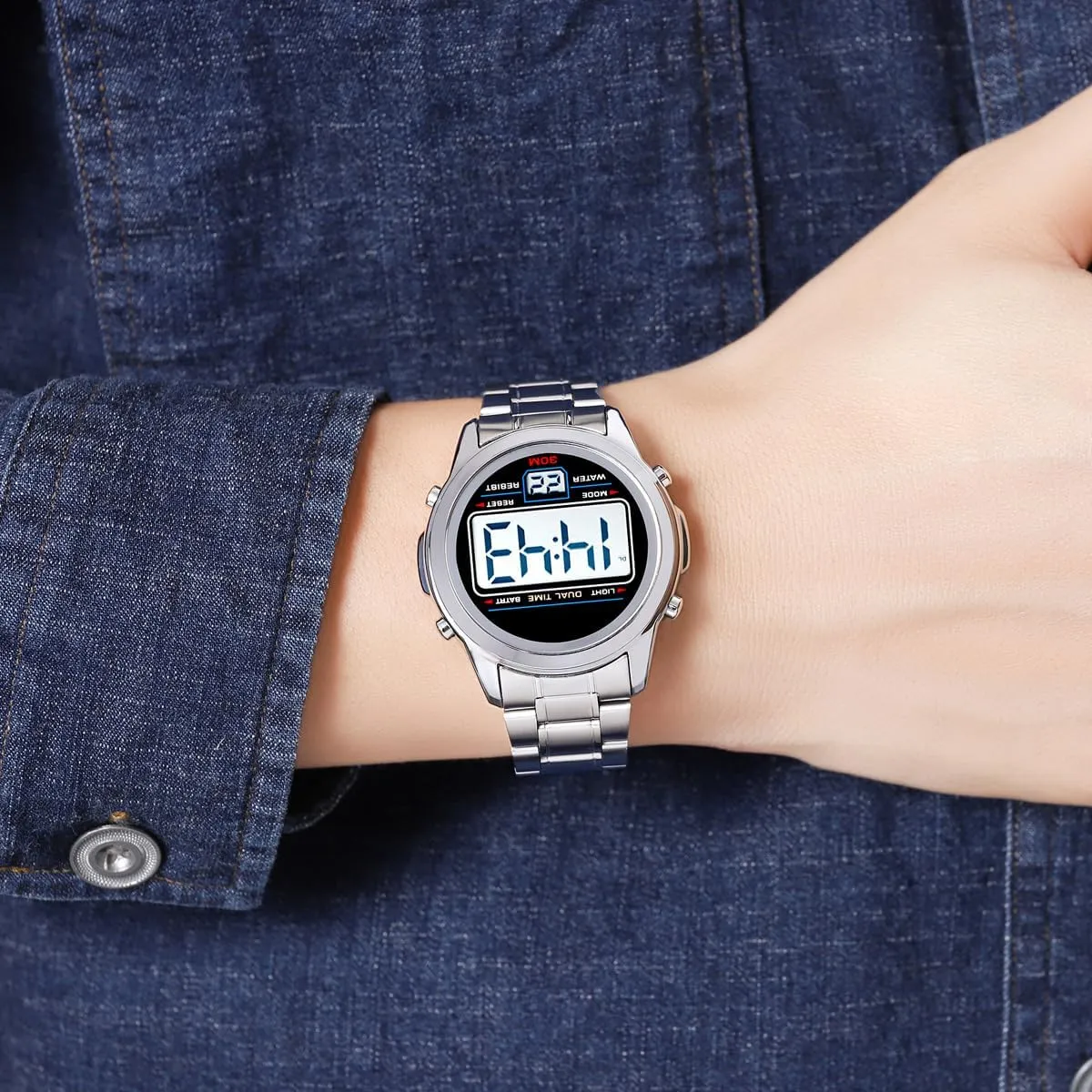 Trend Multifunction Waterproof Watch LED rationale compromise excrete uniquely Digital Chronograph Stainless Steel Electronic Watch Reginald Watches for Men Fashion 