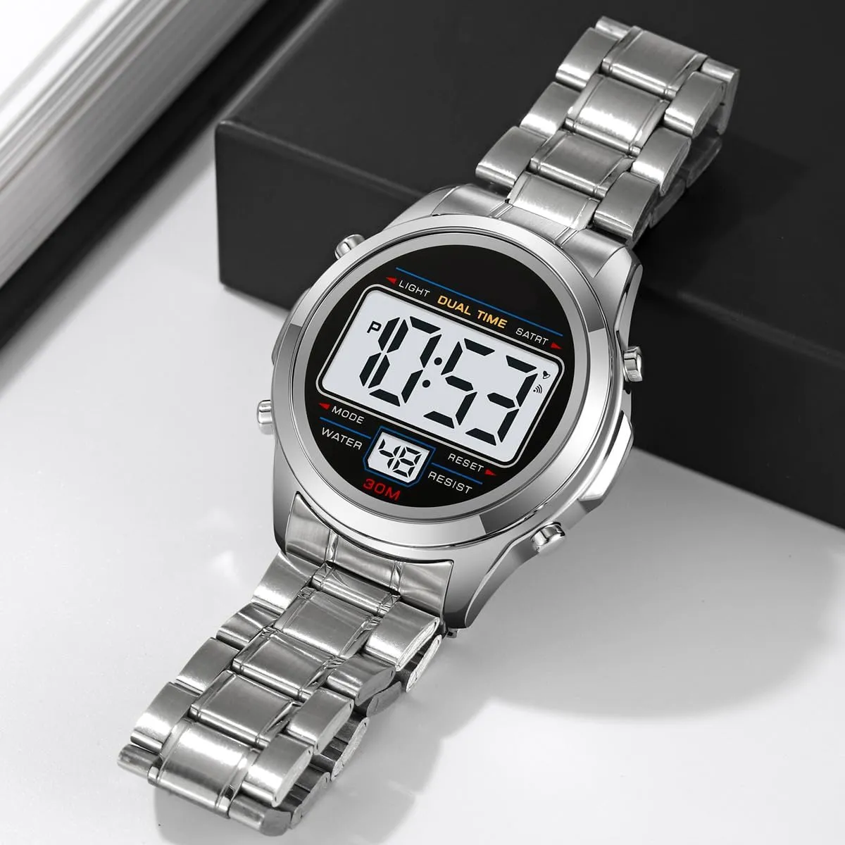 Trend Multifunction Waterproof Watch LED rationale compromise excrete uniquely Digital Chronograph Stainless Steel Electronic Watch Reginald Watches for Men Fashion 