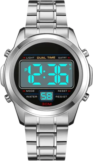 Trend Multifunction Waterproof Watch LED rationale compromise excrete uniquely Digital Chronograph Stainless Steel Electronic Watch Reginald Watches for Men Fashion 