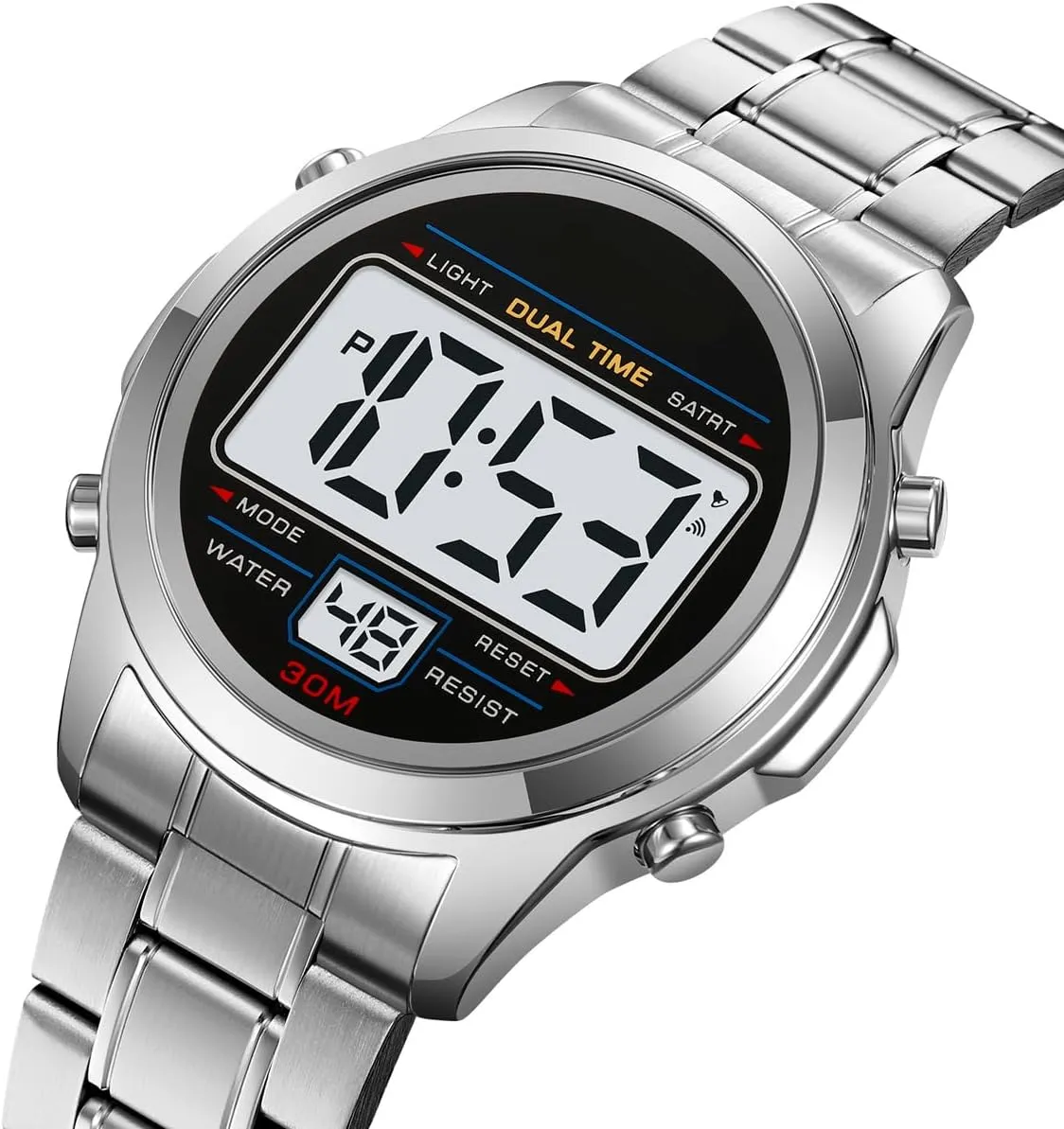 Trend Multifunction Waterproof Watch LED rationale compromise excrete uniquely Digital Chronograph Stainless Steel Electronic Watch Reginald Watches for Men Fashion 