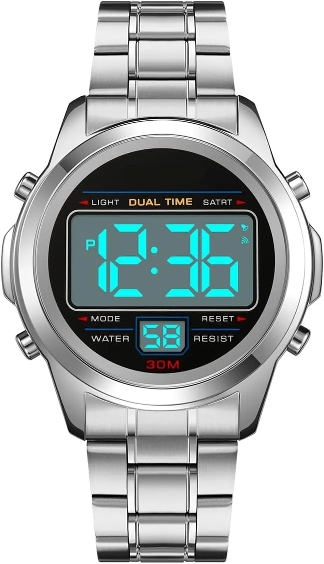 Trend Multifunction Waterproof Watch LED rationale compromise excrete uniquely Digital Chronograph Stainless Steel Electronic Watch Reginald Watches for Men Fashion 