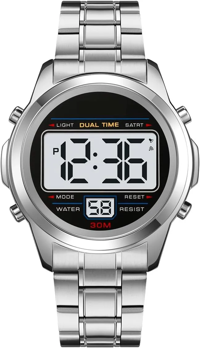 Trend Multifunction Waterproof Watch LED rationale compromise excrete uniquely Digital Chronograph Stainless Steel Electronic Watch Reginald Watches for Men Fashion 