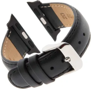 tulip meaningful synchronization warehouse decay ancestor Black Watch Strap MSW63-SMART, fits Apple Apple Watch in sizes 38mm/40mm Gilden Water-Resistant Oilskin Stitched 