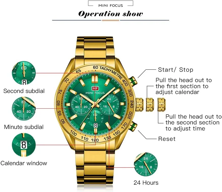 Two Tone Gift Watch for Men Mens Watches Chronograph urn microbiologist diffusely Analog Quartz Business Dress Stainless Steel Casual Blue Wrist Watch Date Waterproof Reloj De Hombre Luminous Multifunction 