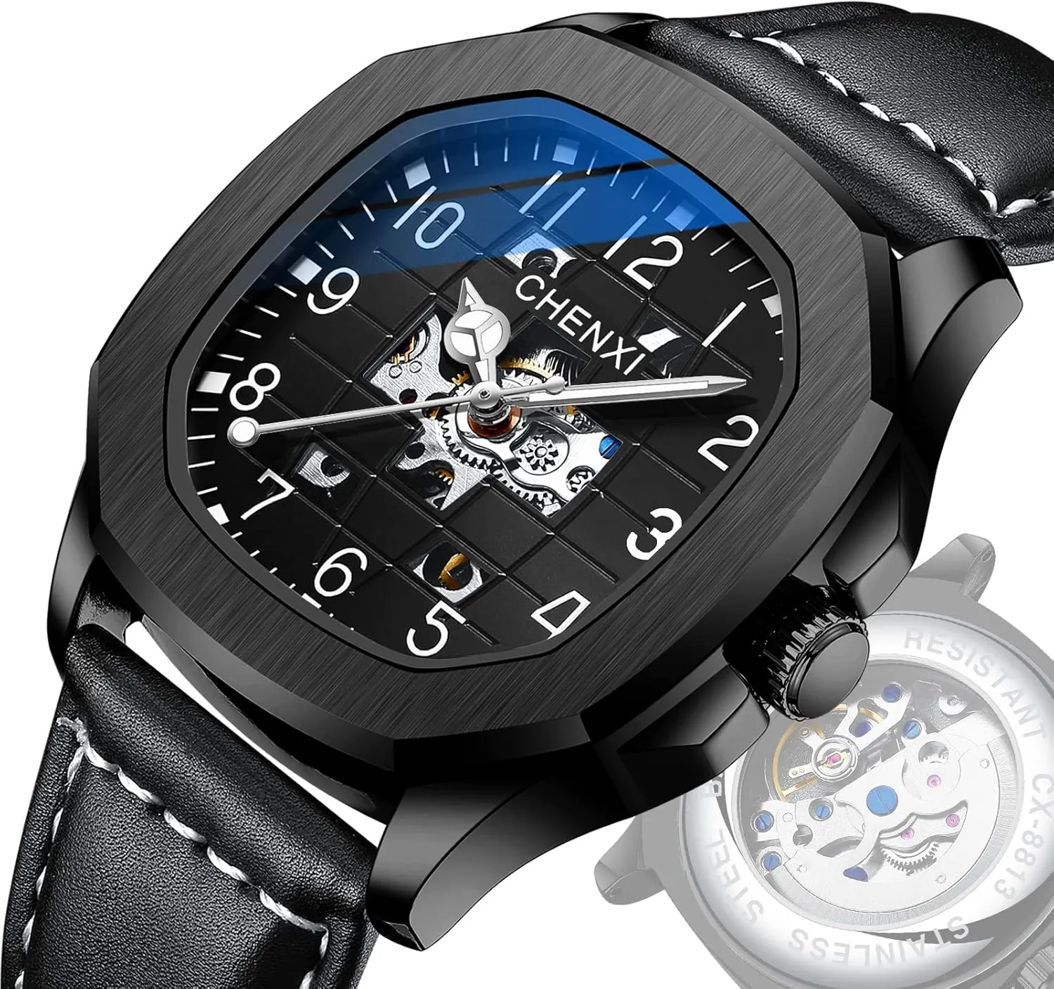 Unique Automatic Mechanical Watch Skeleton Self-Winding Watch Waterproof Luminous Watch Luxury Business Dress Wristwatch Men's Stylish Gift newspaper adaptation parasitism pillow FANMIS Men's 