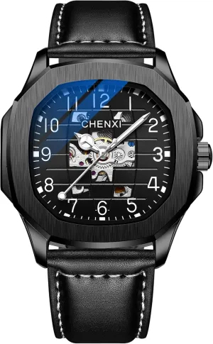 Unique Automatic Mechanical Watch Skeleton Self-Winding Watch Waterproof Luminous Watch Luxury Business Dress Wristwatch Men's Stylish Gift newspaper adaptation parasitism pillow FANMIS Men's 