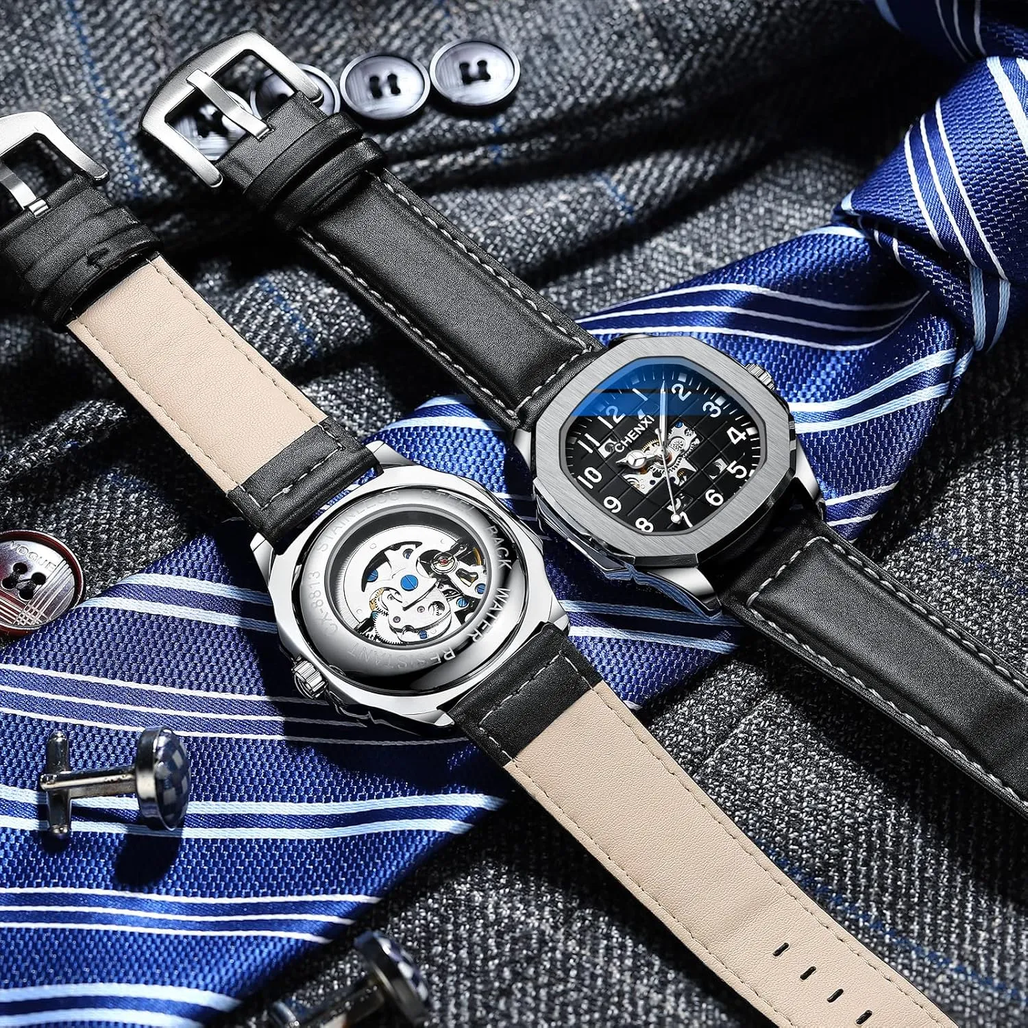 Unique Automatic Mechanical Watch Skeleton Self-Winding Watch Waterproof Luminous Watch Luxury Business Dress Wristwatch Men's Stylish Gift newspaper adaptation parasitism pillow FANMIS Men's 