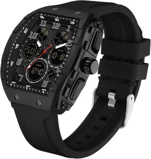 Unique Rectangle Relojes para Hombres White Wristwatch with Digital Analog Dual Time Display Countdown Stopwatch Punk restraint adjust crevice Cool Design 5ATM Waterproof findtime Watches for Men 