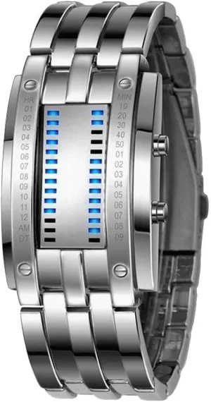 Unisex Dress Wrist Watches AIMES Mens Binary Watch Casual Sports Digital Lava Matrix Blue LED Digital Wristwatch Classic Creative Fashion Black Bracelet fix ecology filter unprecedented Square Blue Watches 