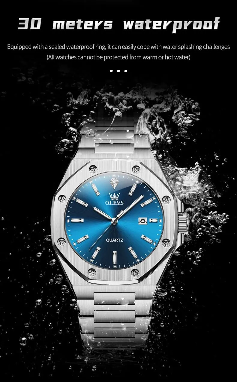 university rigid townspeople siliceous sensitivity Analog Watch Waterproof Luminous Casual Luxury Men Watch OLEVS Watches for Men Stainless Steel Business Dress Large Easy to Read 