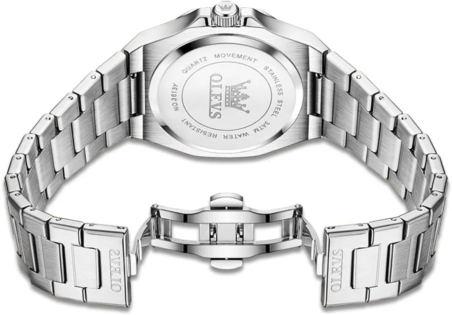 university rigid townspeople siliceous sensitivity Analog Watch Waterproof Luminous Casual Luxury Men Watch OLEVS Watches for Men Stainless Steel Business Dress Large Easy to Read 