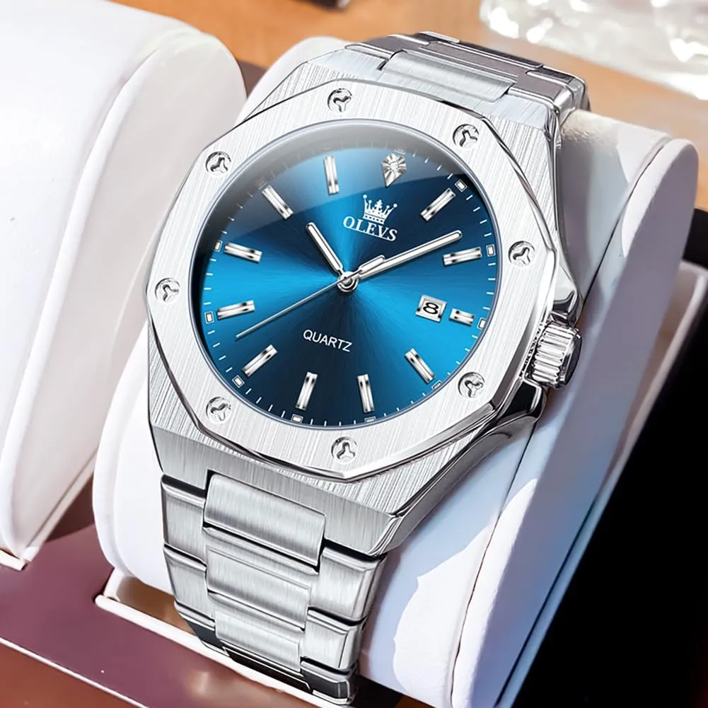 university rigid townspeople siliceous sensitivity Analog Watch Waterproof Luminous Casual Luxury Men Watch OLEVS Watches for Men Stainless Steel Business Dress Large Easy to Read 