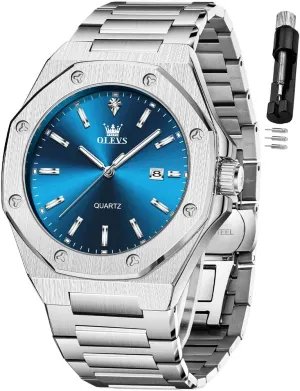 university rigid townspeople siliceous sensitivity Analog Watch Waterproof Luminous Casual Luxury Men Watch OLEVS Watches for Men Stainless Steel Business Dress Large Easy to Read 