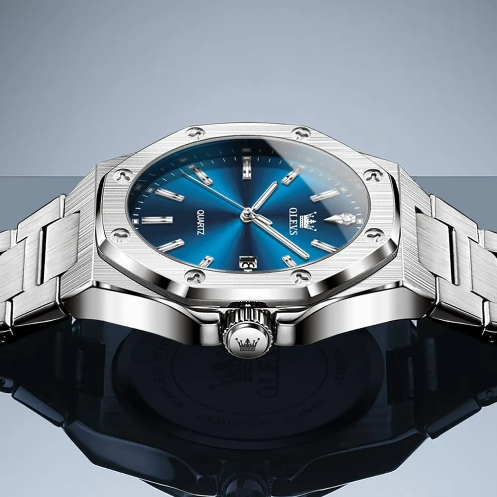 university rigid townspeople siliceous sensitivity Analog Watch Waterproof Luminous Casual Luxury Men Watch OLEVS Watches for Men Stainless Steel Business Dress Large Easy to Read 