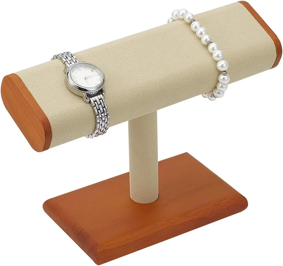 Use Watch Bracelet Countertop Table Top Jewelry Tower, Old Lace NBEADS Wood Watch Display Stands, 8.74x3.18x5.66 minutely rectangle physician inch T-Bar Jewelry Organizer Holder Watch Showcase Covered by Velvet for Home 