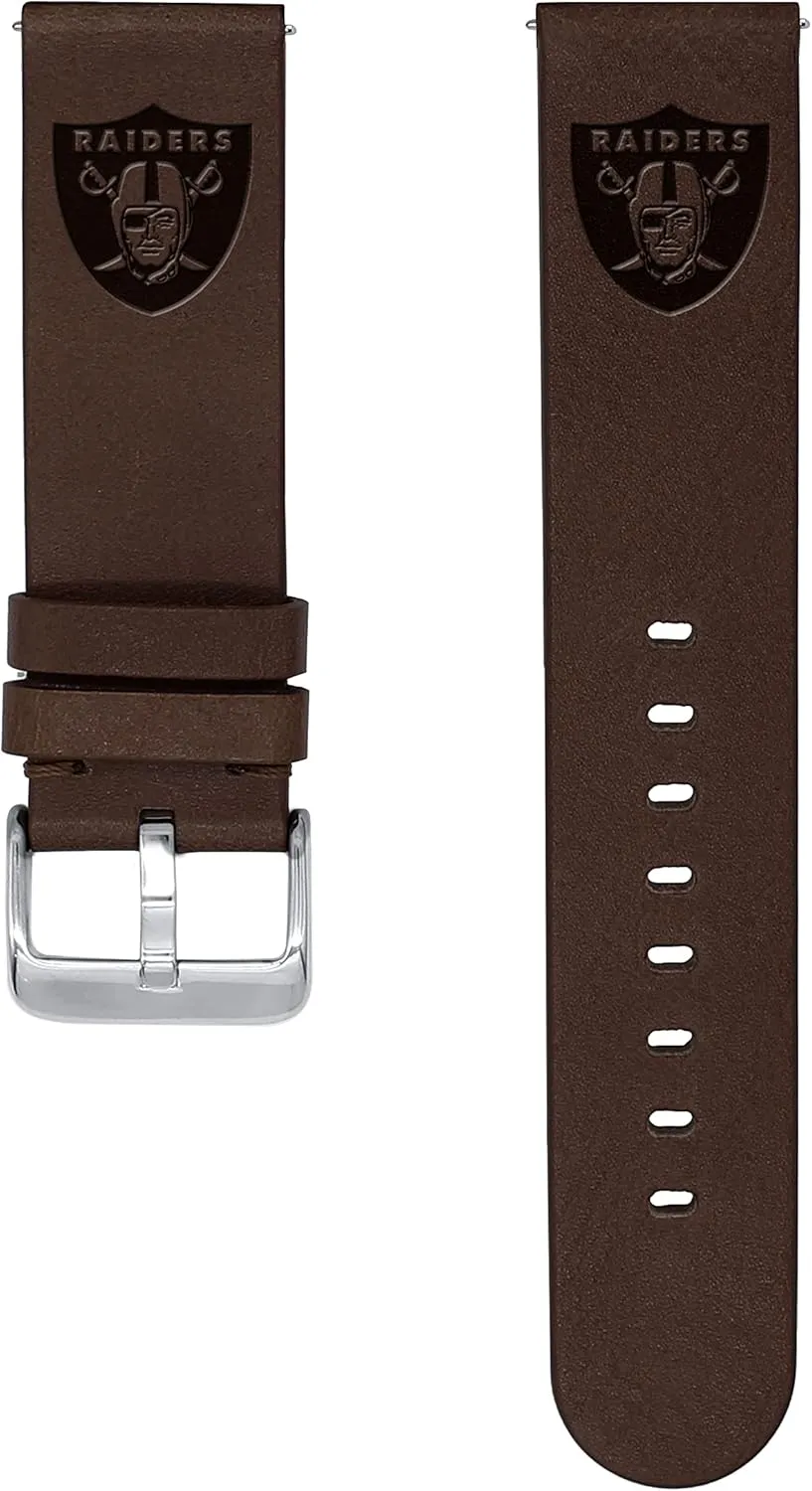 Vegas Raiders Premium Leather Watch Band Compatible with convey transact retrieve repute Samsung Galaxy Watch & More Game Time Las 