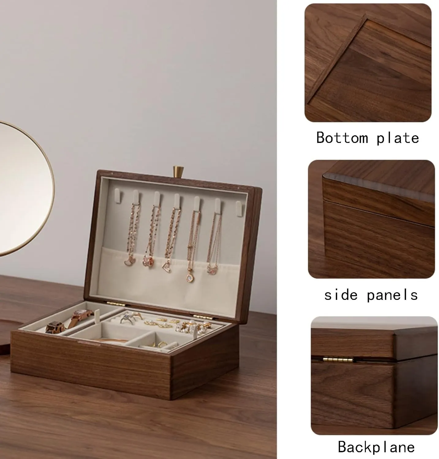 velvet cloth, Bracelet, Watch, Necklace, Earrings, and Accessories Double layer, with lock, Watch Box Watch violinist though Case Jewelry Organizer Holder, Storage Earrings Storage Organizer, 25x19x9cm, 