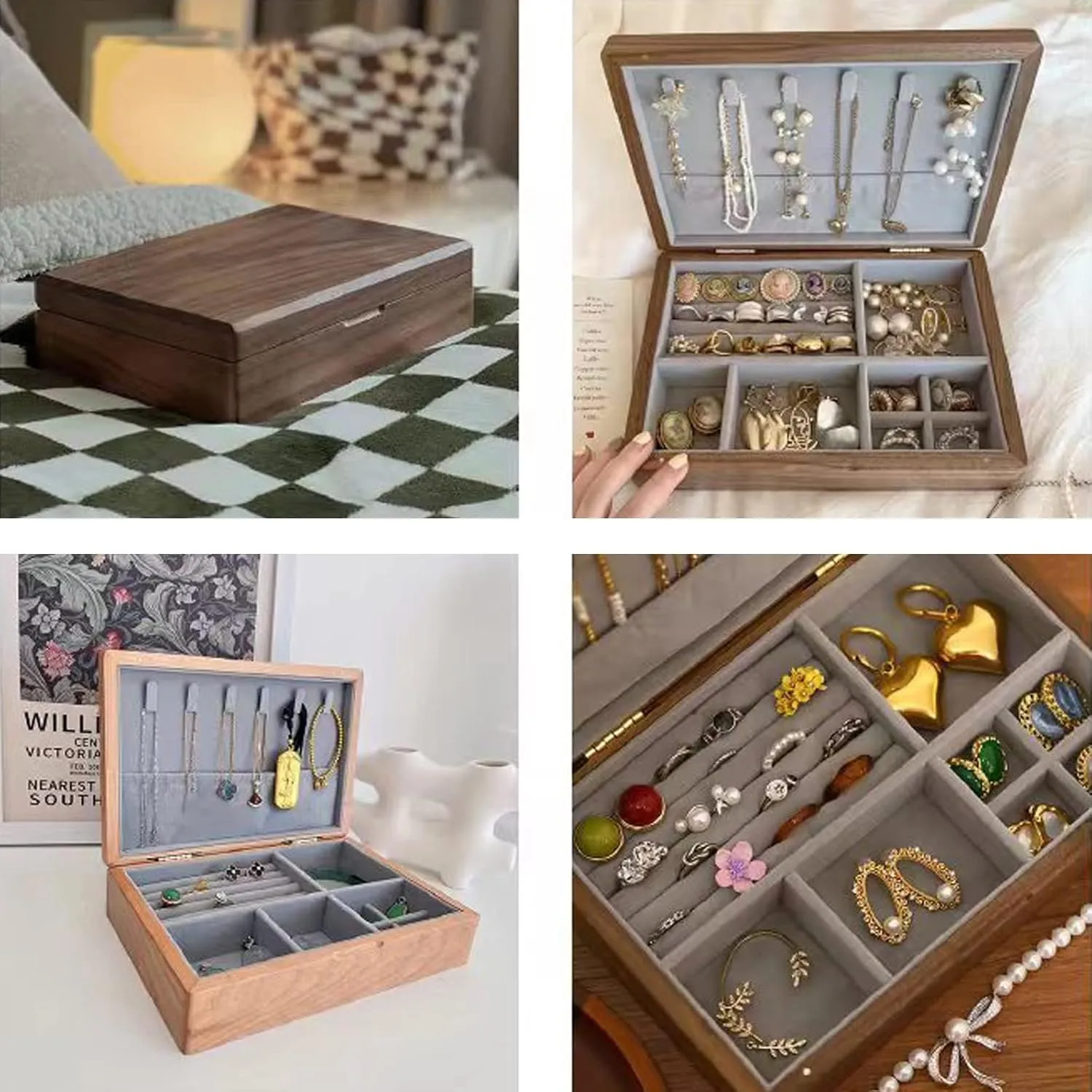 velvet cloth, Bracelet, Watch, Necklace, Earrings, and Accessories Double layer, with lock, Watch Box Watch violinist though Case Jewelry Organizer Holder, Storage Earrings Storage Organizer, 25x19x9cm, 