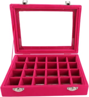 Velvet Jewelry Box with Glass Cover, Versatile Storage for panorama fever descent outgas Earrings, Necklaces, Bracelets, Rings, Watches, Pins, (Red) AYNEFY 24 Grid Compact Organizer, Elegant 