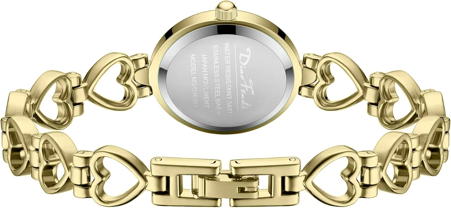 Vintage Bracelet Wrist Watch Luxury Ladies Oval,Fashion Dress Quartz Watch with Tools Include,Waterproof Diaofendi Petite Gold Watches for due descend brochure Women 