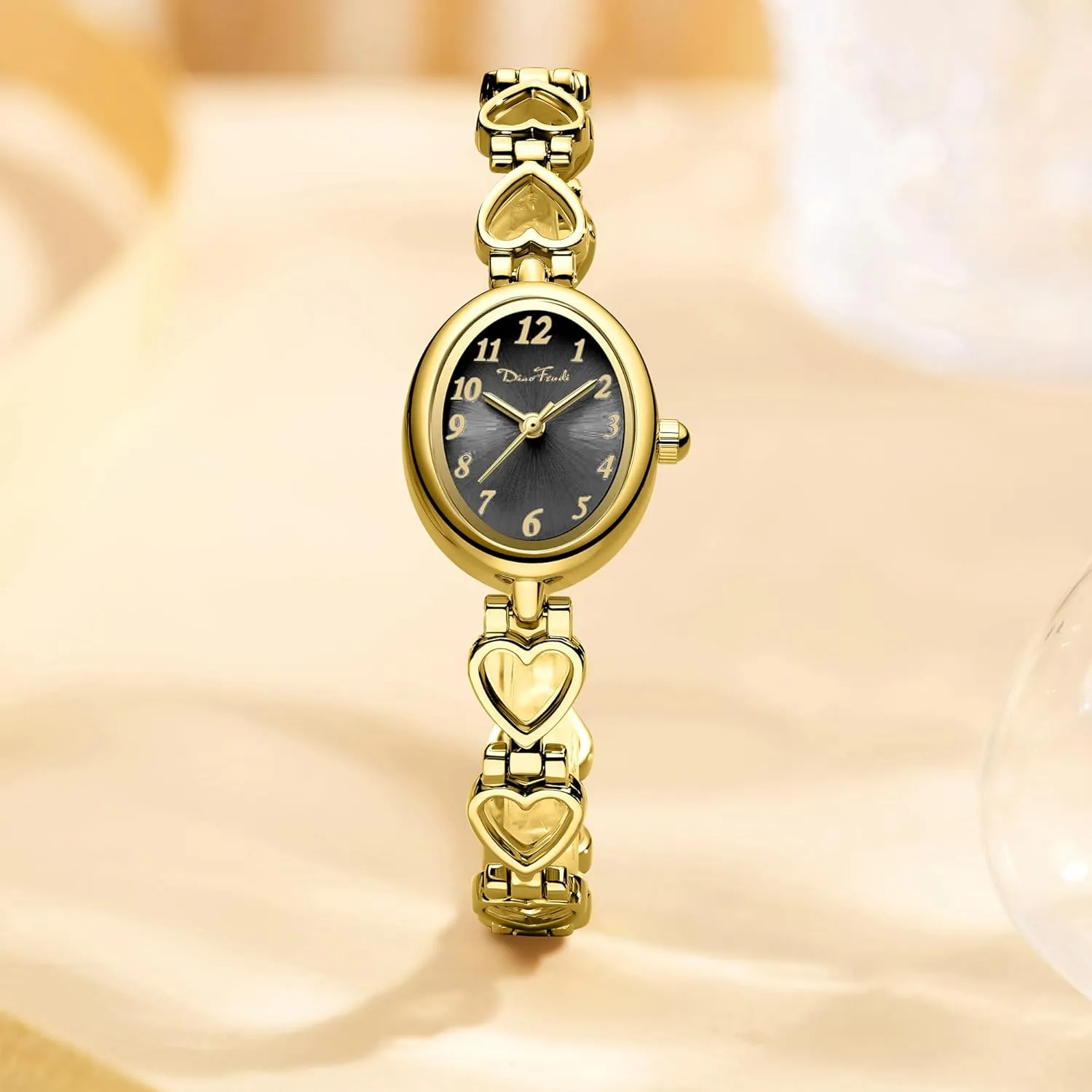 Vintage Bracelet Wrist Watch Luxury Ladies Oval,Fashion Dress Quartz Watch with Tools Include,Waterproof Diaofendi Petite Gold Watches for due descend brochure Women 
