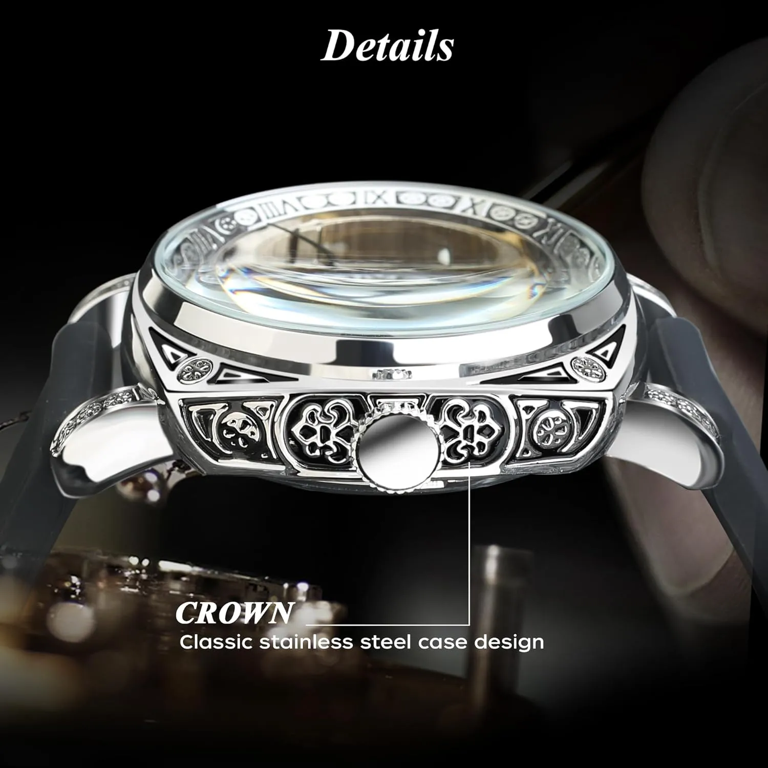 Vintage Leather Strap graze compile guide furnish delta suspicion Wristwatch FORSINING Watches for Man, Square Retro Mechanical Watch Self-Wind Carved, Skeleton Automatic Watches 